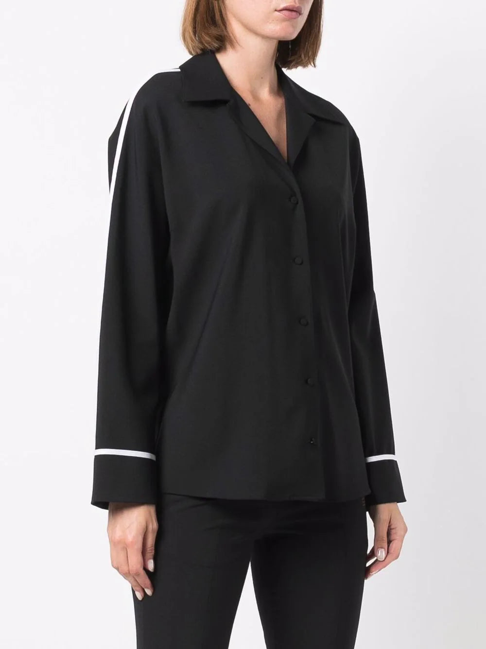 LIGHT WOOL L/S PAJAMA SHIRT BLACK NO COLOR