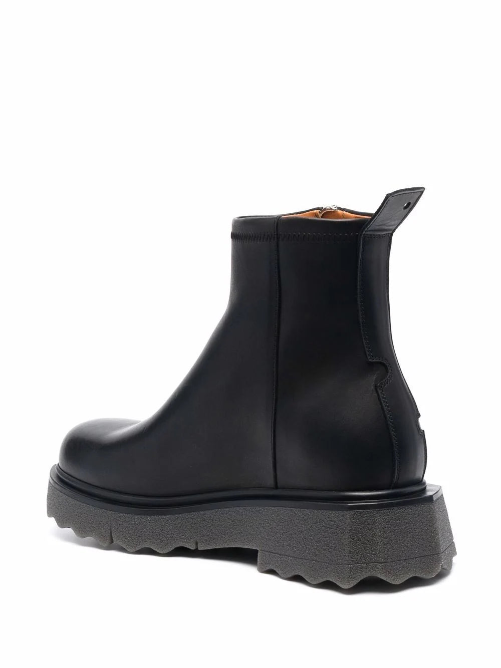 SPONGE SOLE LEATHER ZIP BOOT BLACK MILITARY