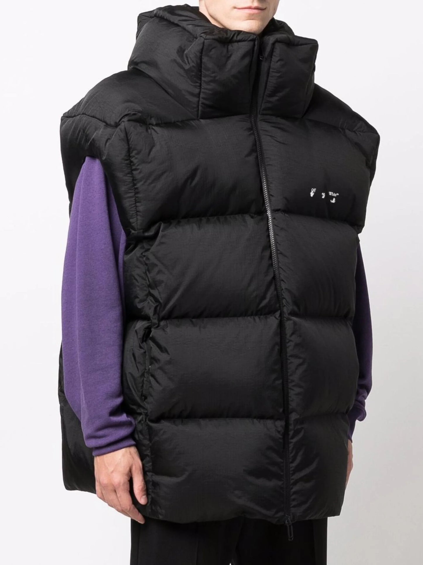 BOX PUFFER VEST BLACK WHITE