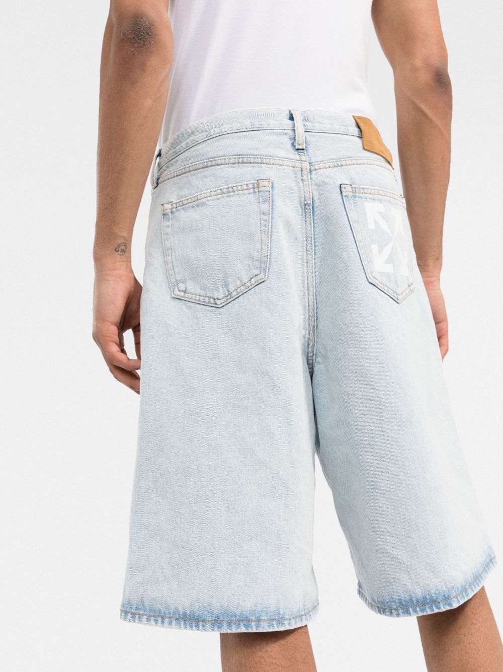 SINGLE ARROW SKATE DENIM SHOR BLEACH BLUE WHITE
