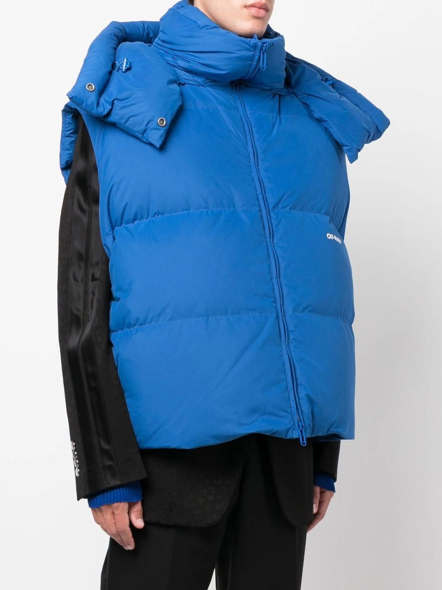 BOUNCE HOODED DOWN VEST PEACOCK WHITE