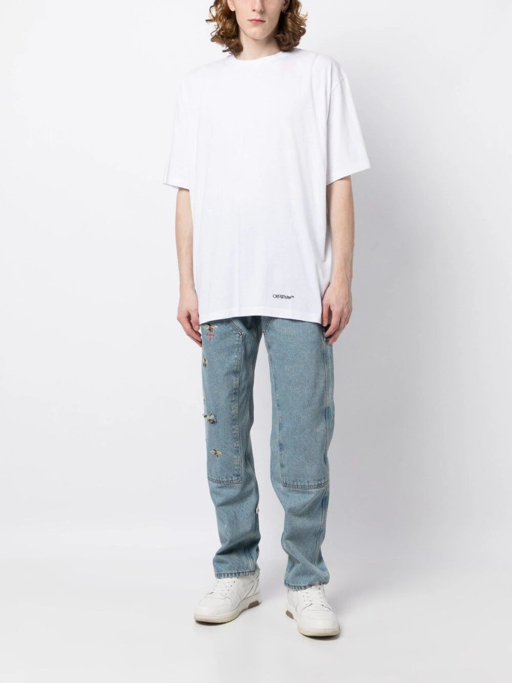 SCRIBBLE DIAG OVER S/S TEE WHITE BLACK
