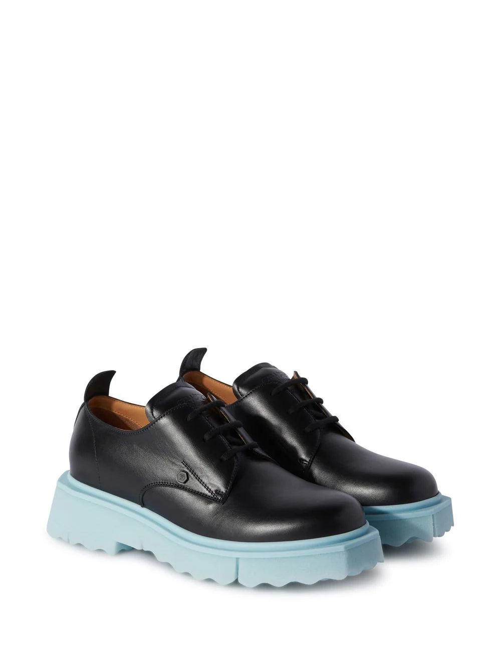 LEATHER SPONGE DERBY BLACK LIGHT BLUE