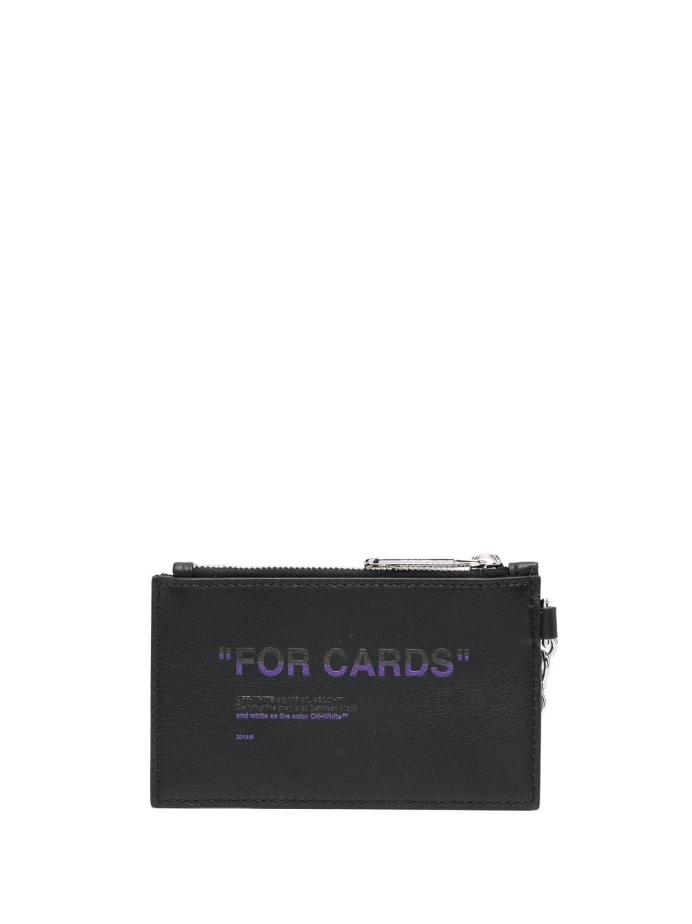 QUOTE CARD CASE WITH KEY RING BLACK PURPLE