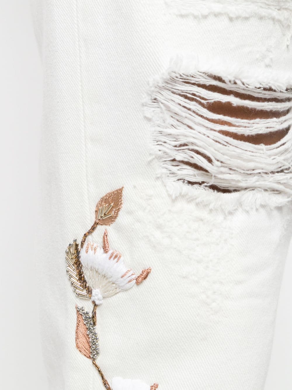 EMBROIDERY DIAG SLIM FIT WHITE ECRU