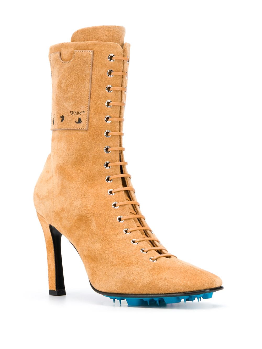 VELOUR HIGH HEEL ANKLE BOOTS BEIGE NO COLOR