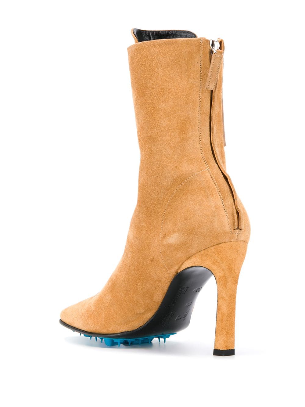 VELOUR HIGH HEEL ANKLE BOOTS BEIGE NO COLOR