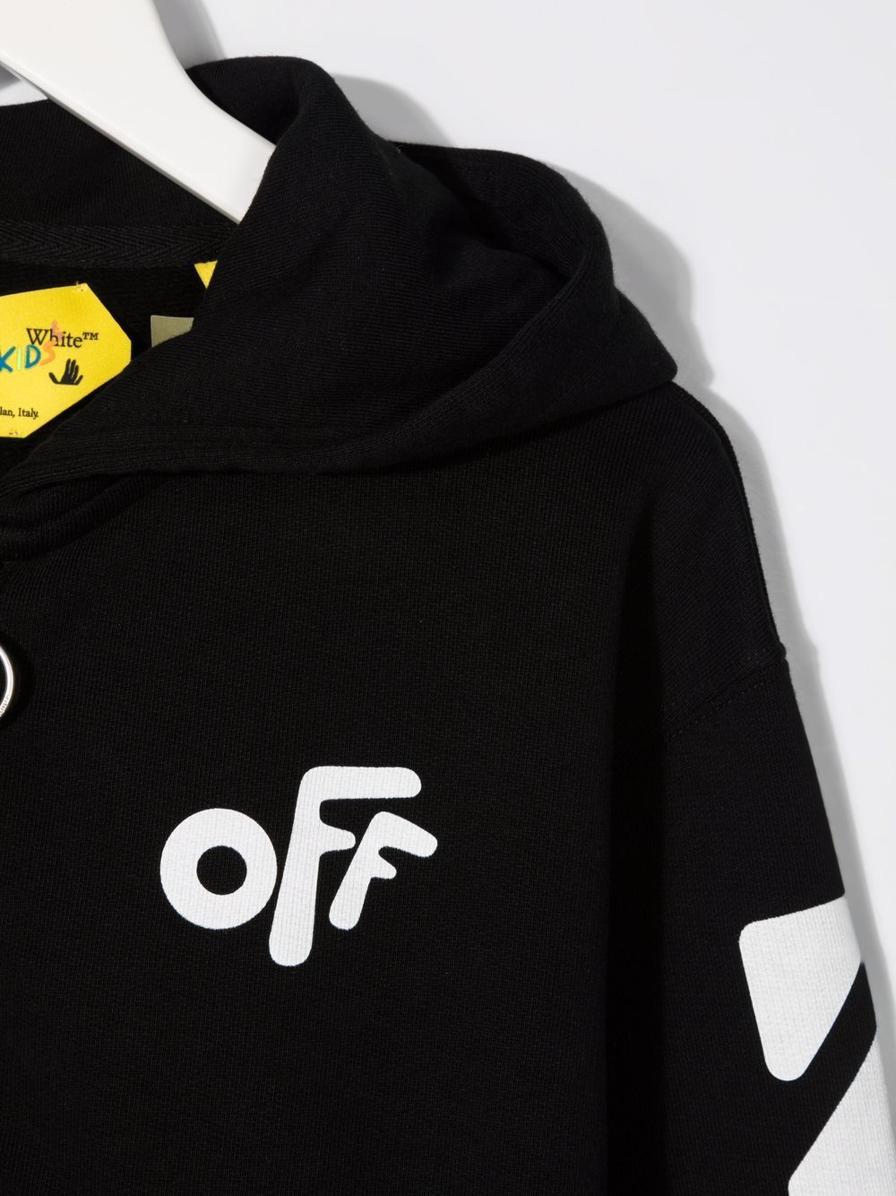 OFF ROUNDED HOODIE ZIP BLACK WHITE