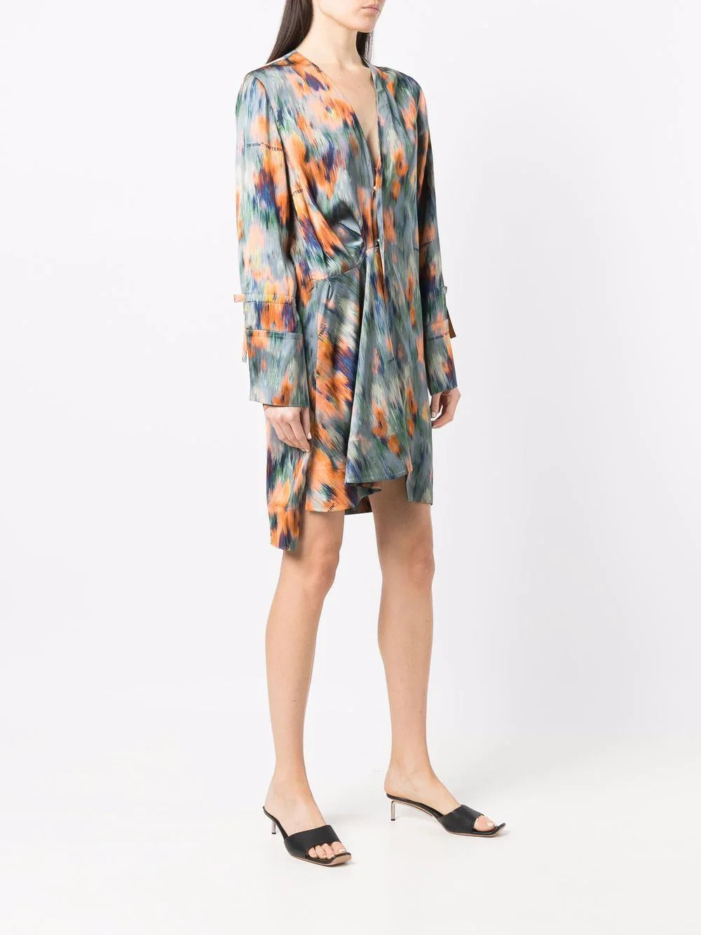 FLUID CHINE ROMANTIC DRESS MULTICOLOR MULTICOLOR