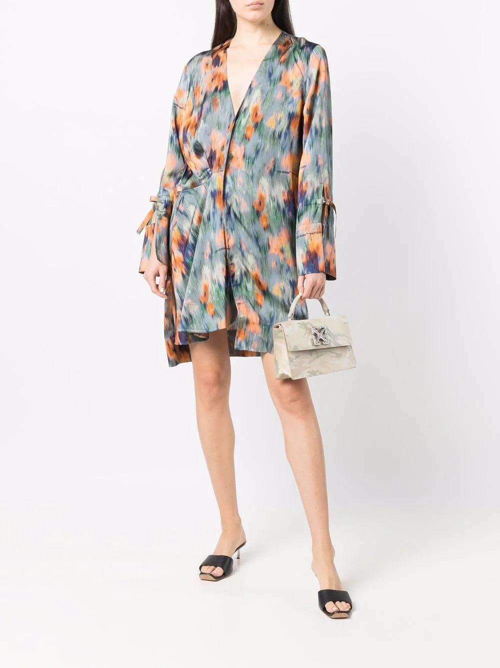 FLUID CHINE ROMANTIC DRESS MULTICOLOR MULTICOLOR