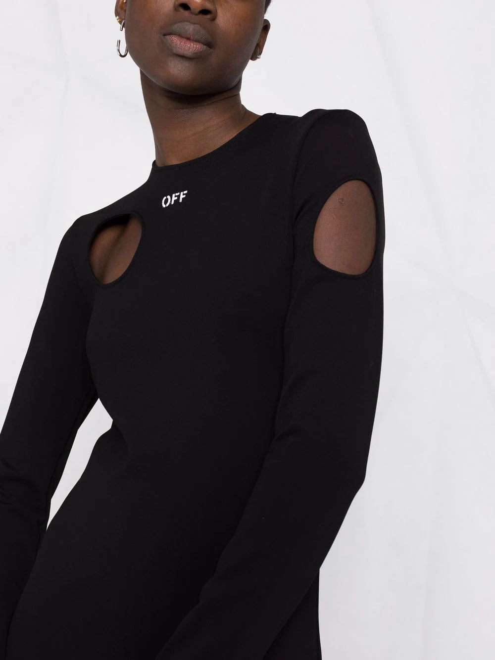 JERSEY METEOR L/S DRESS BLACK WHITE
