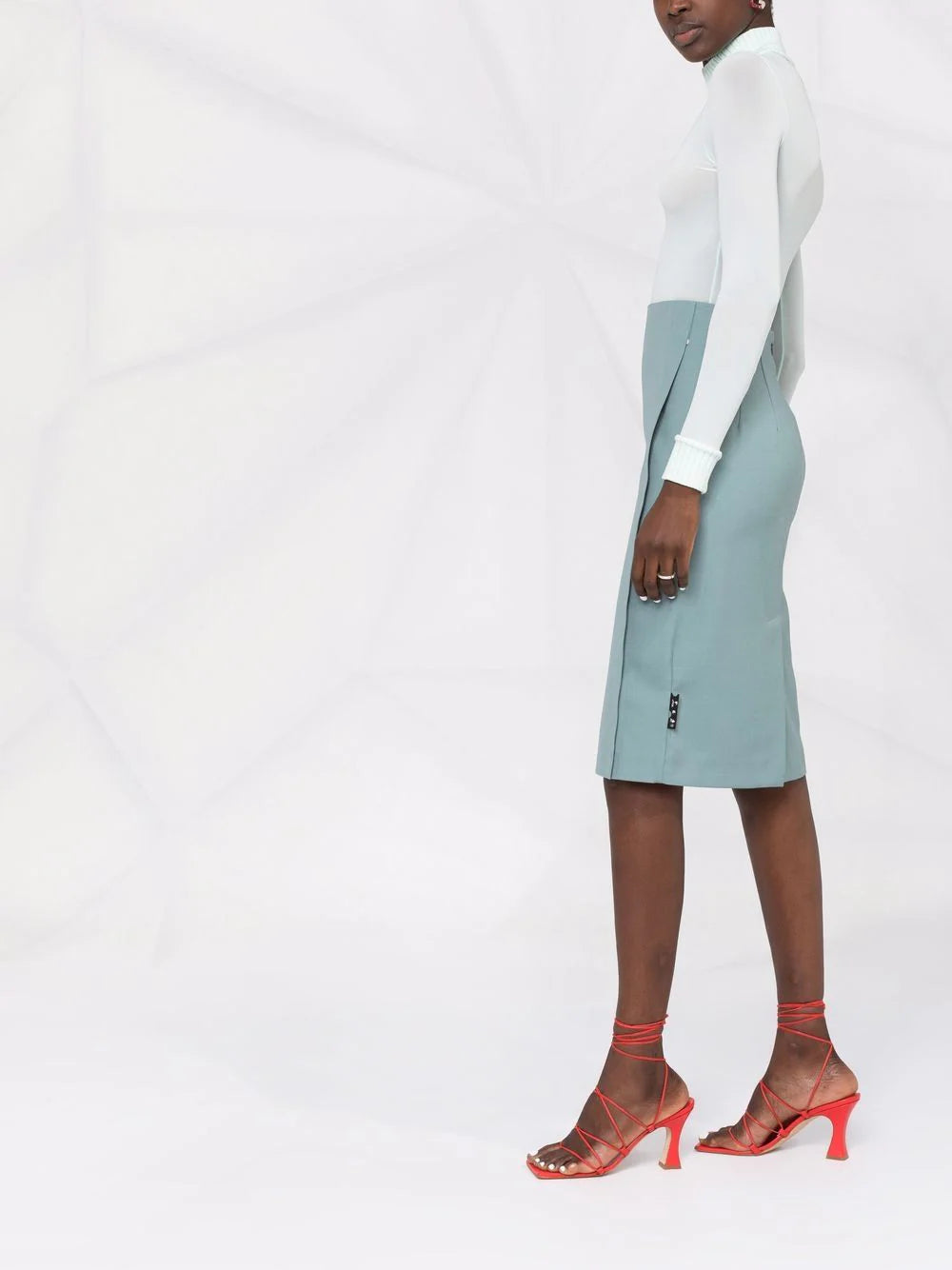 HEAVY WOOL CARDBOX SKIRT GREEN NO COLOR