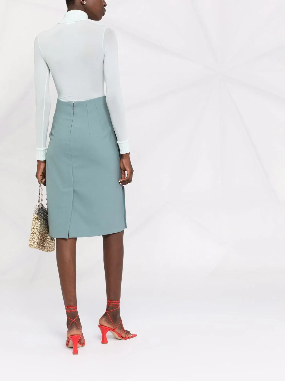 HEAVY WOOL CARDBOX SKIRT GREEN NO COLOR