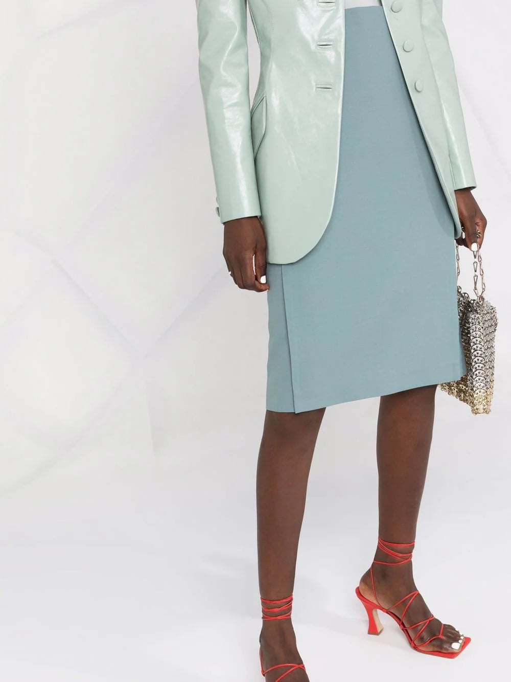 HEAVY WOOL CARDBOX SKIRT GREEN NO COLOR