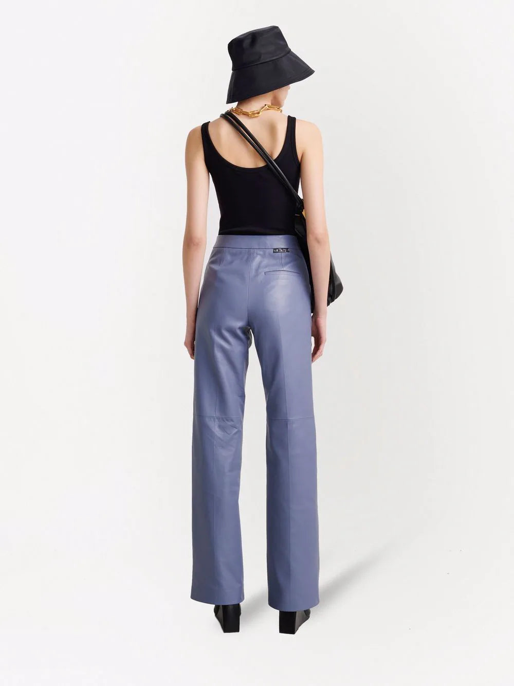 SNAP SPLIT FLARED LEATH PANT MEDIUM GREY NO COLOR