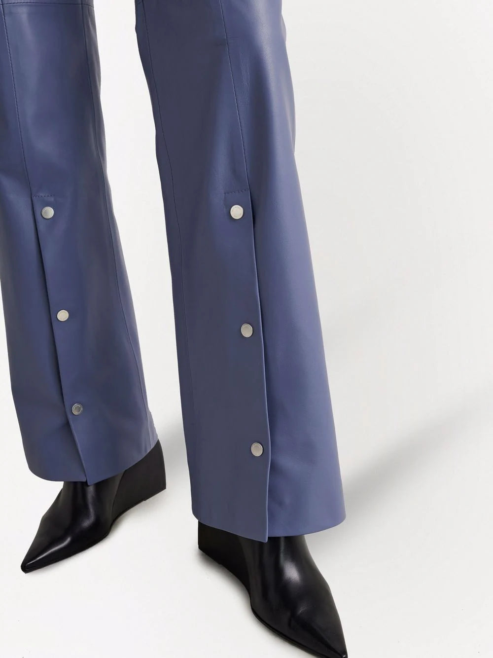 SNAP SPLIT FLARED LEATH PANT MEDIUM GREY NO COLOR