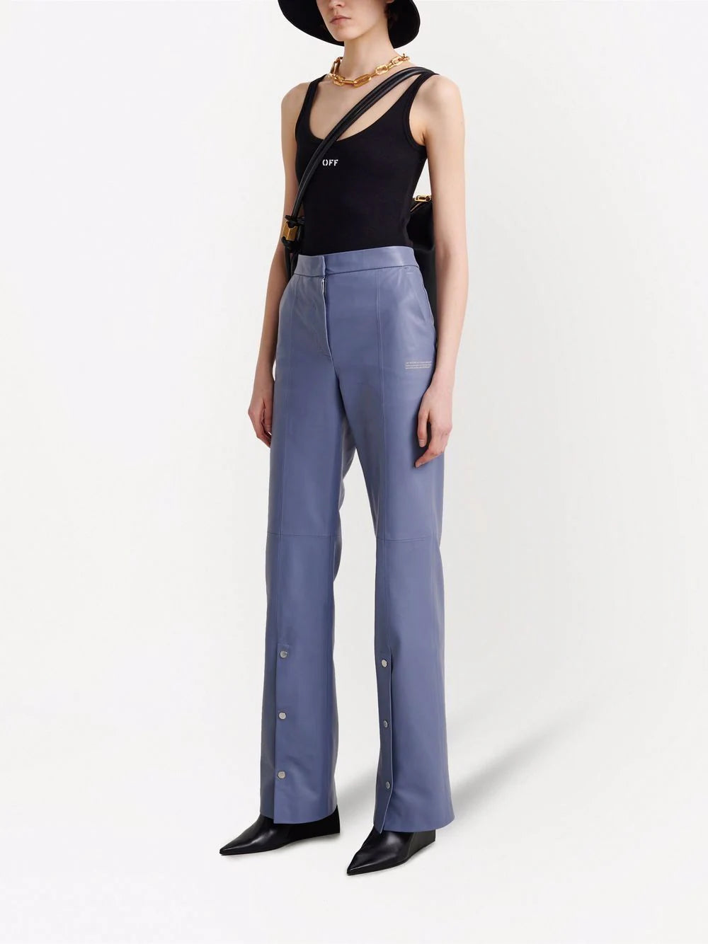 SNAP SPLIT FLARED LEATH PANT MEDIUM GREY NO COLOR