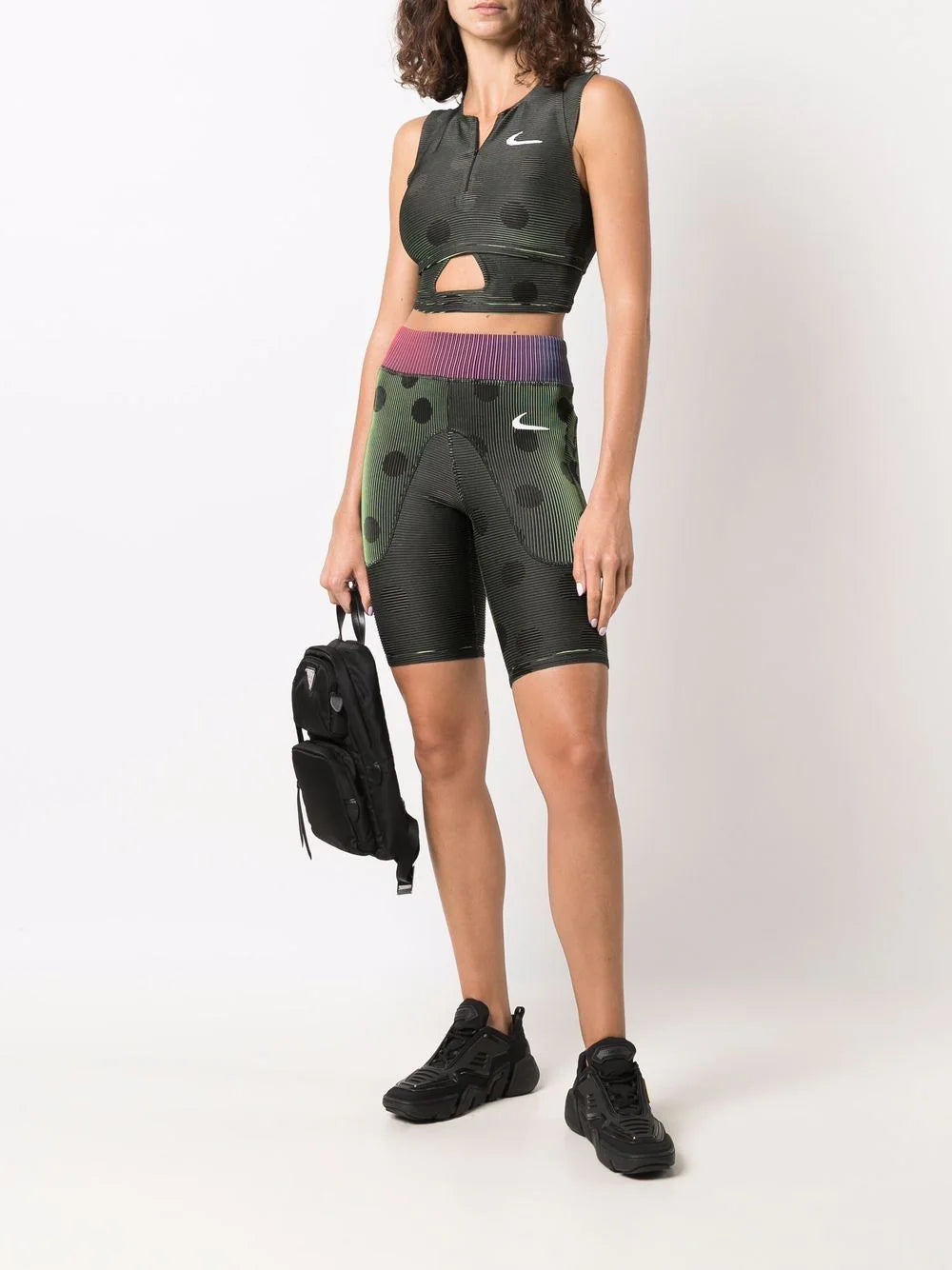 NIKE TIGHTS STRIPES TOP BLACK BLUE