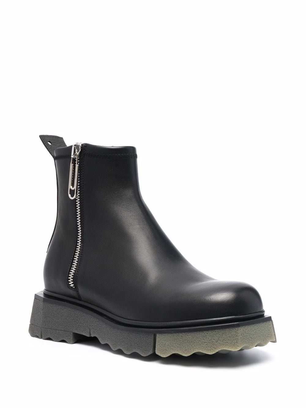 SPONGE SOLE LEATHER ZIP BOOT BLACK MILITARY