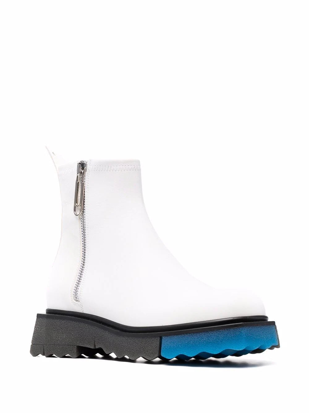 SPONGE SOLE LEATHER ZIP BOOT WHITE BLUE