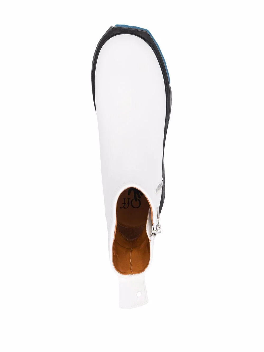 SPONGE SOLE LEATHER ZIP BOOT WHITE BLUE