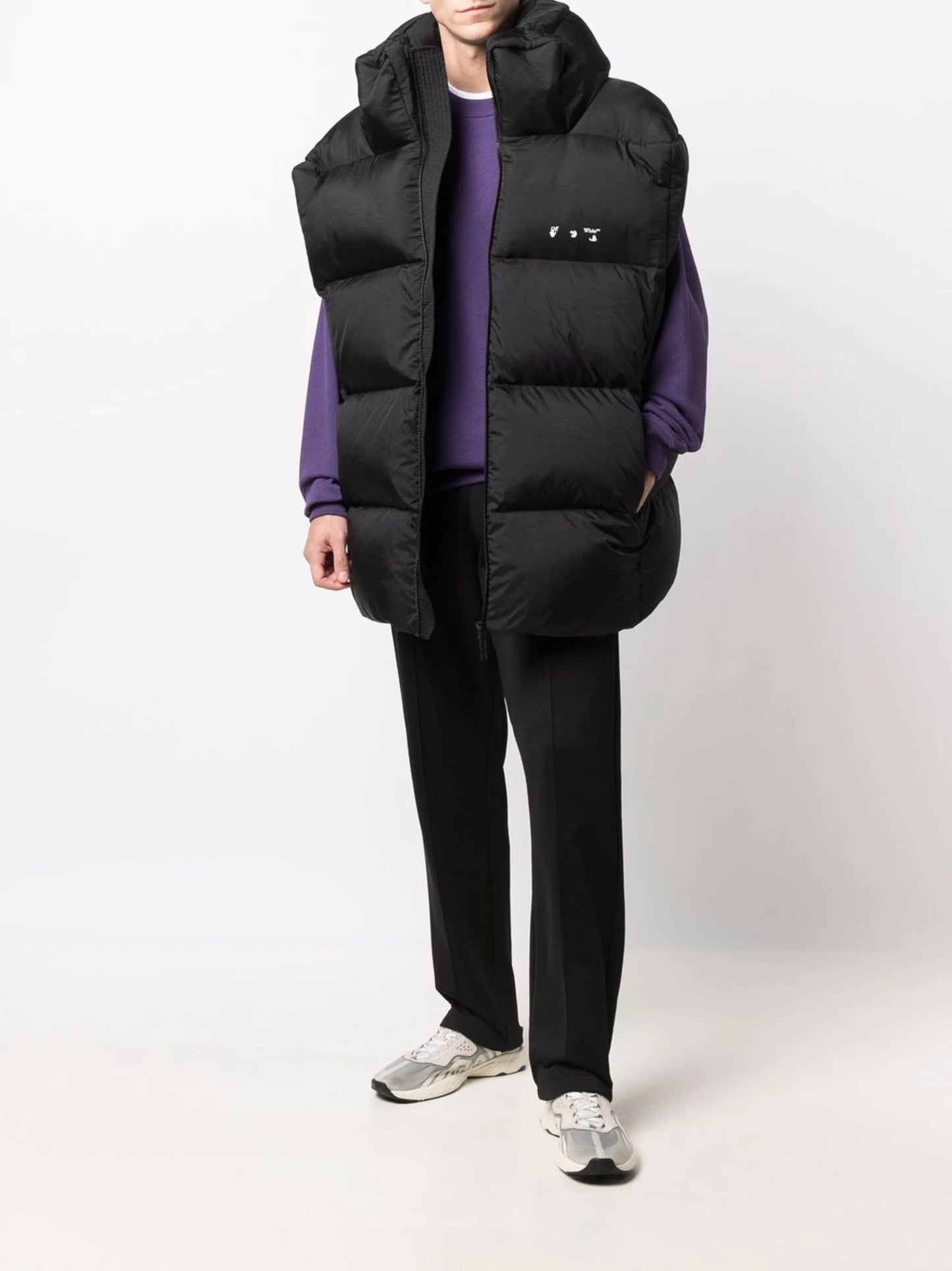 BOX PUFFER VEST BLACK WHITE