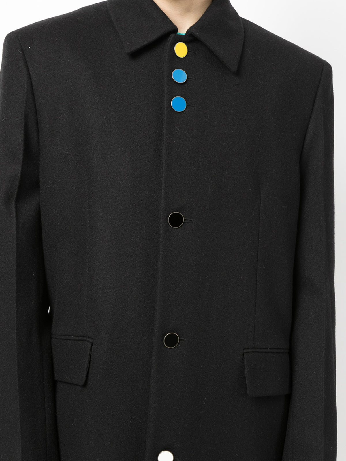 COLOR BUTTON COAT BLACK NO COLOR
