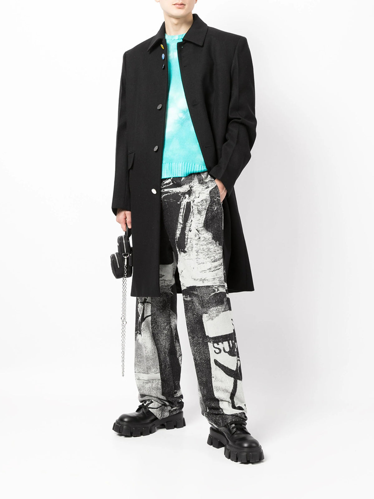 COLOR BUTTON COAT BLACK NO COLOR