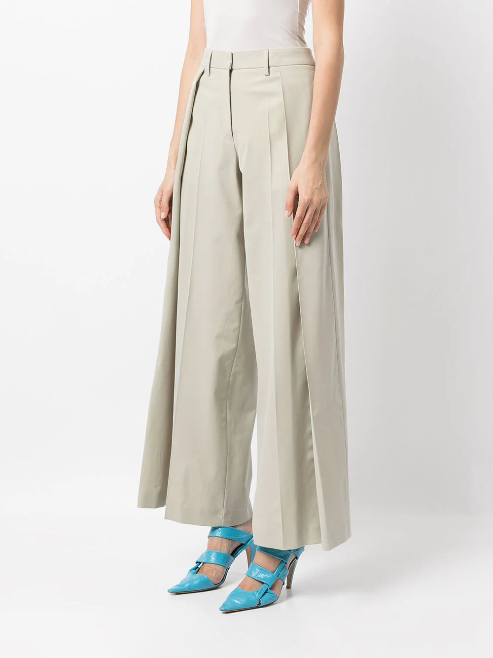 LIGHT WOOL SIDE PLEATS PANT LIGHT GREY NO COLOR
