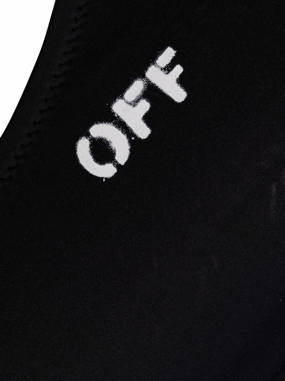 OFF STAMP ONE SHOULDER BIKINI BLACK WHITE