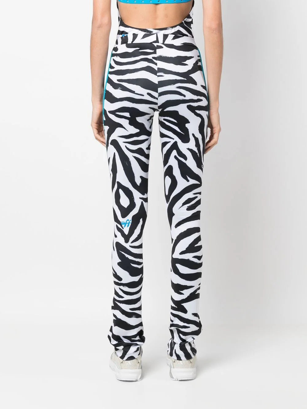 ZEBRA HOLES SPLITED LEGGINGS WHITE BLACK