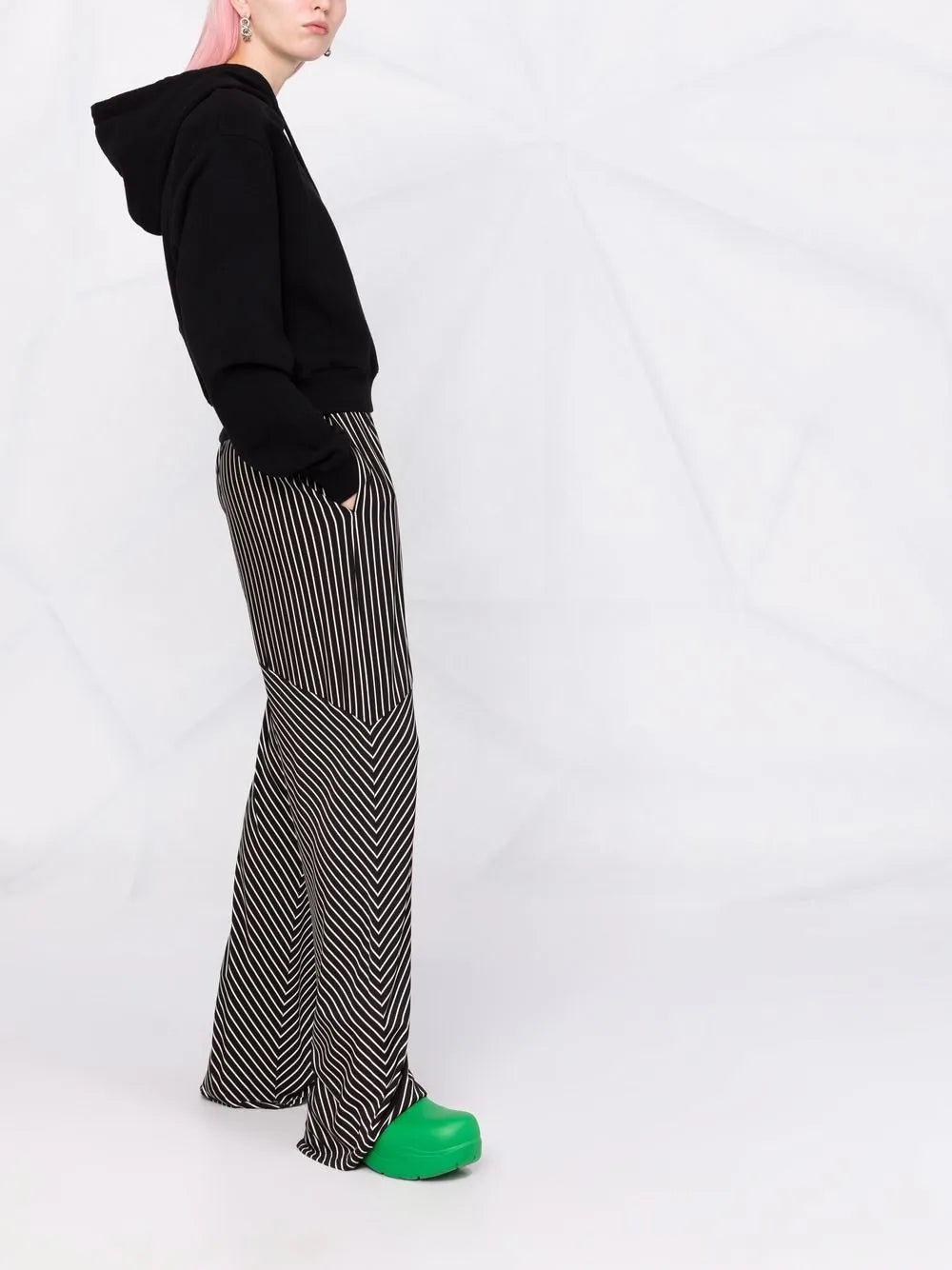 OFF STAMP CROPPED HOODIE BLACK WHITE