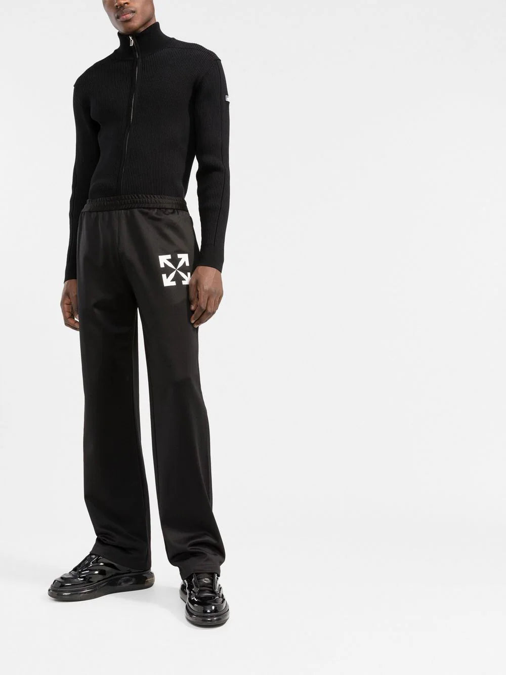 SINGLE ARROW SLIM TRACKPANT BLACK WHITE
