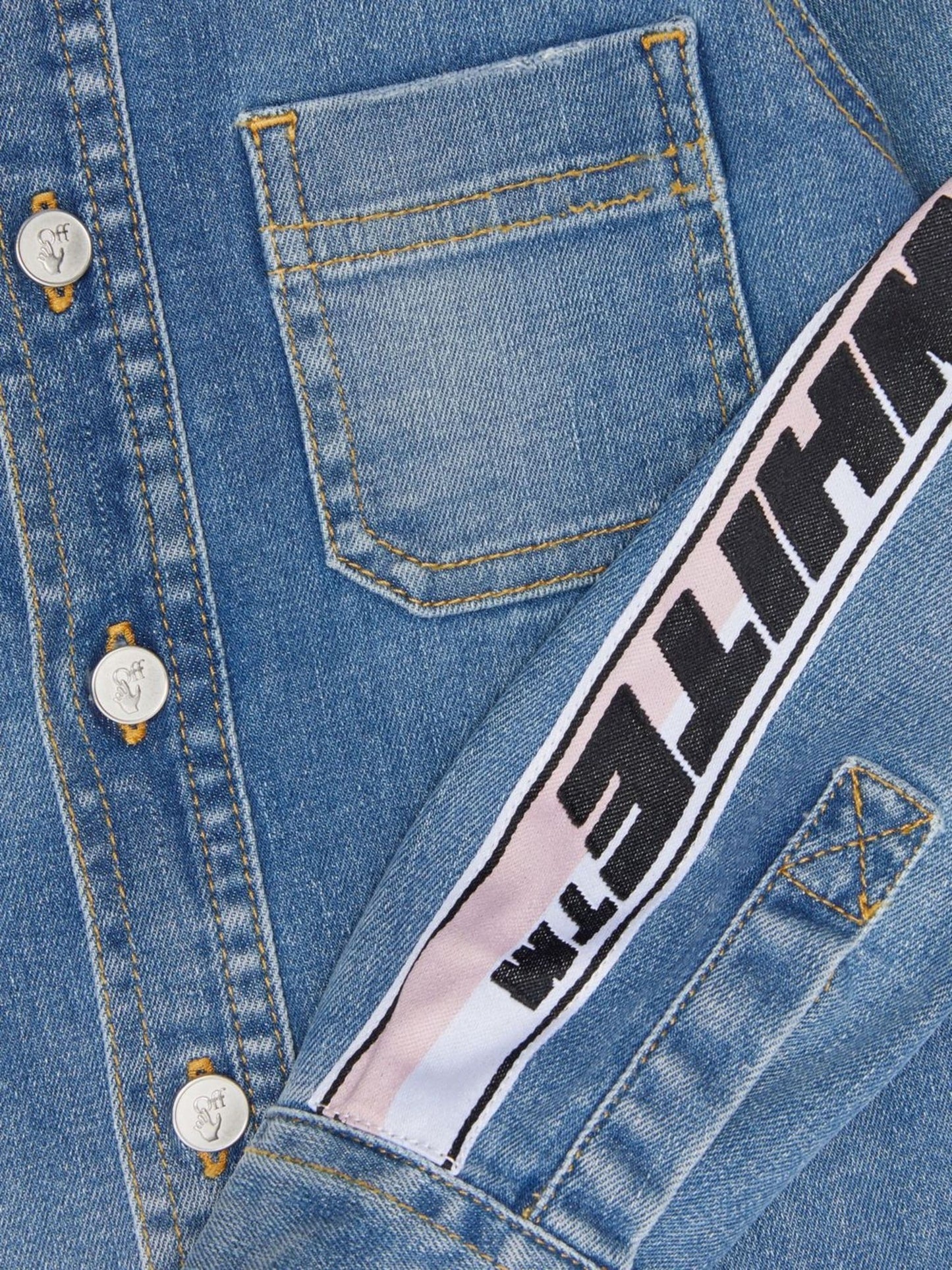 LOGO BAND DENIM SHIRT LIGHT BLUE BLACK