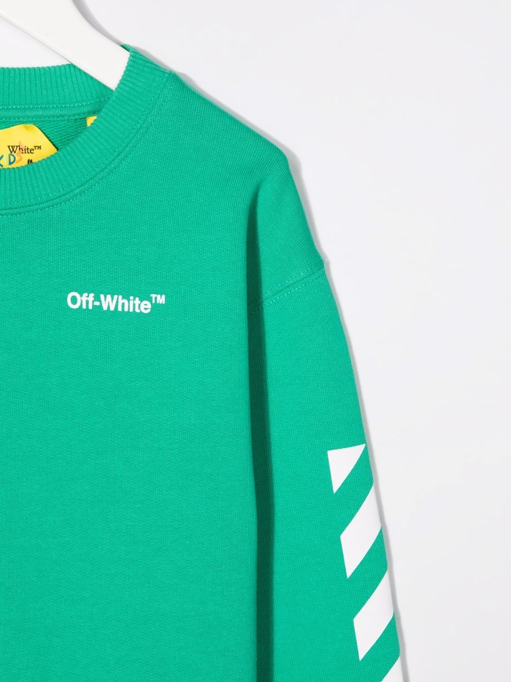 OFF HELVETICA CREWNECK GREEN WHITE