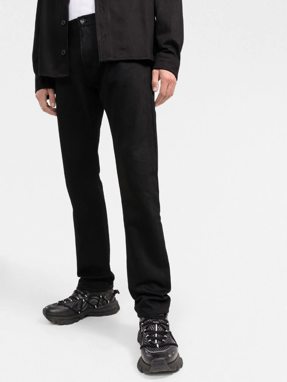 SINGLE ARROW SLIM JEANS BLACK WHITE