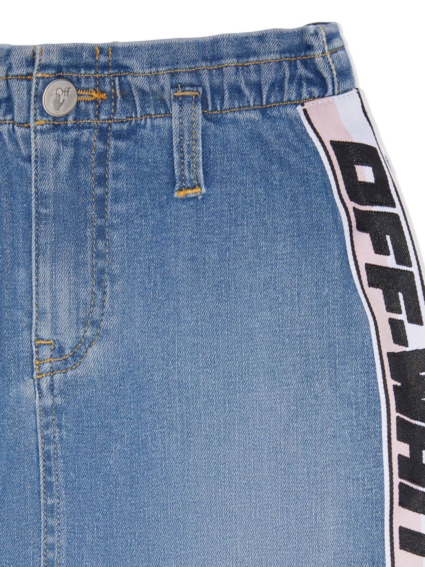LOGO BAND DENIM SKIRT LIGHT BLUE BLACK