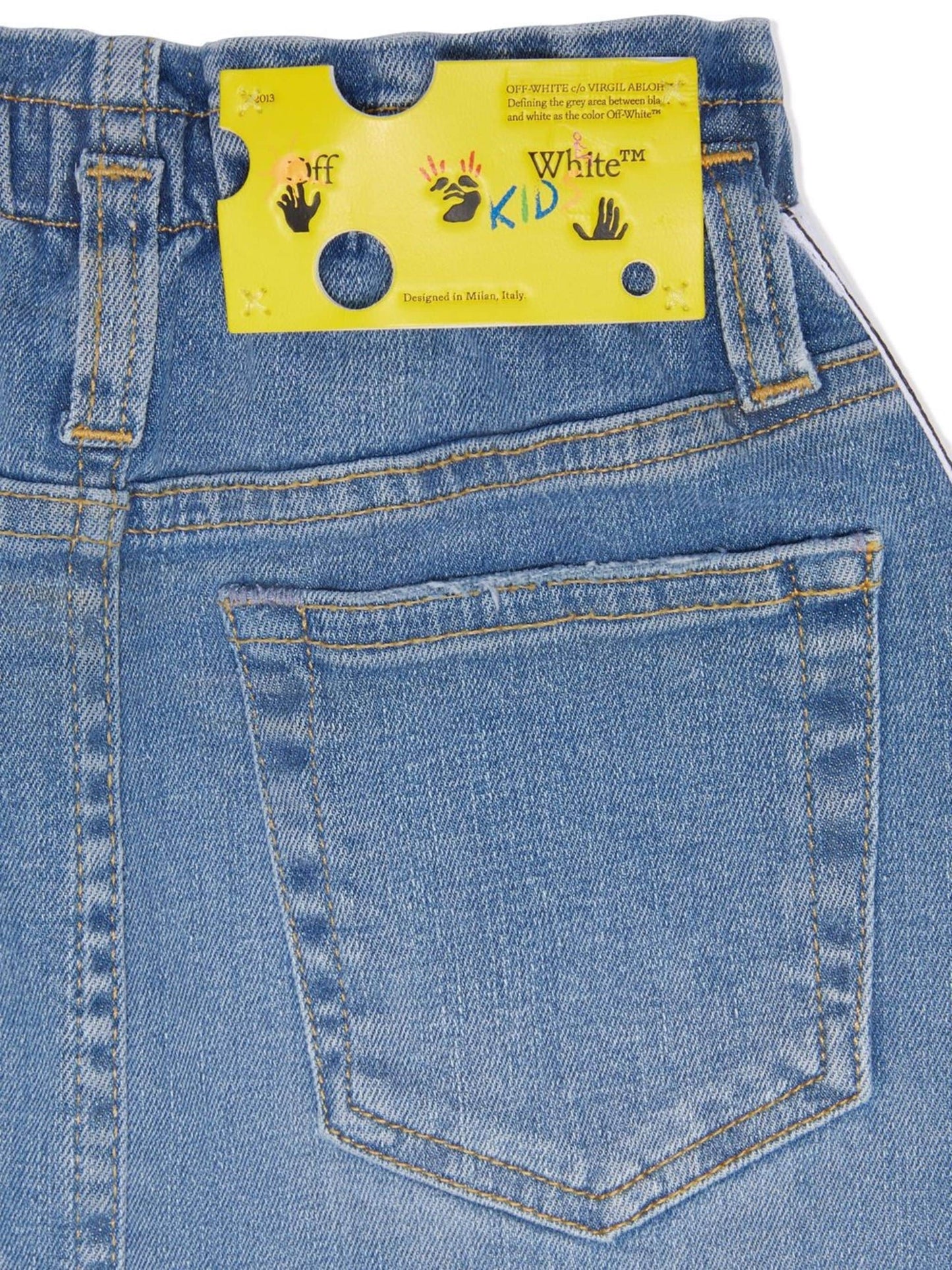 LOGO BAND DENIM SKIRT LIGHT BLUE BLACK
