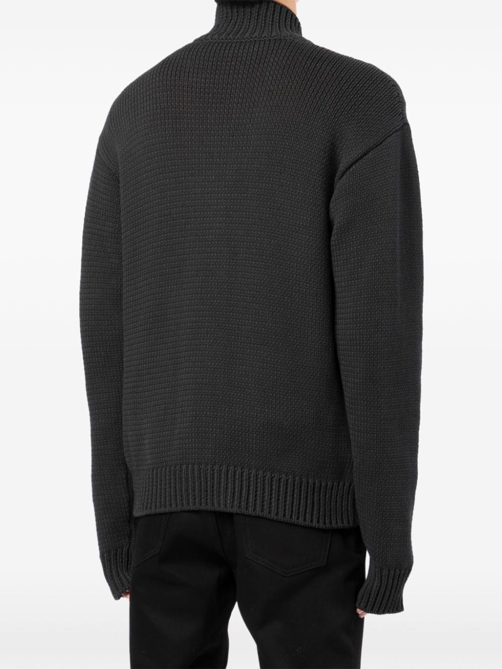 OW PATCH KNIT ZIP BOMBER BLACK ORANGE