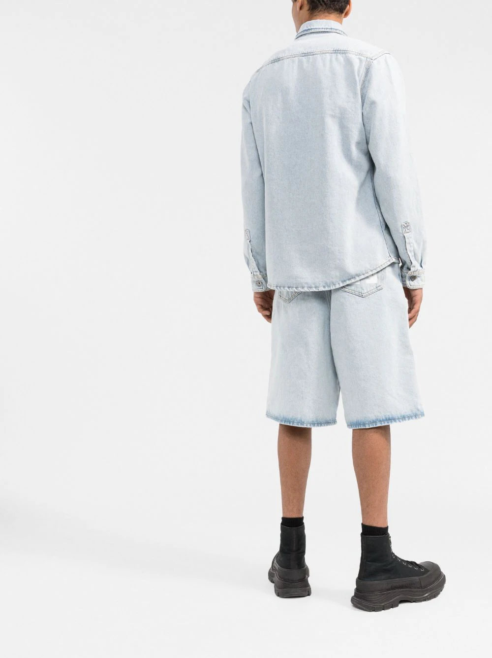 SINGLE ARROW SKATE DENIM SHOR BLEACH BLUE WHITE