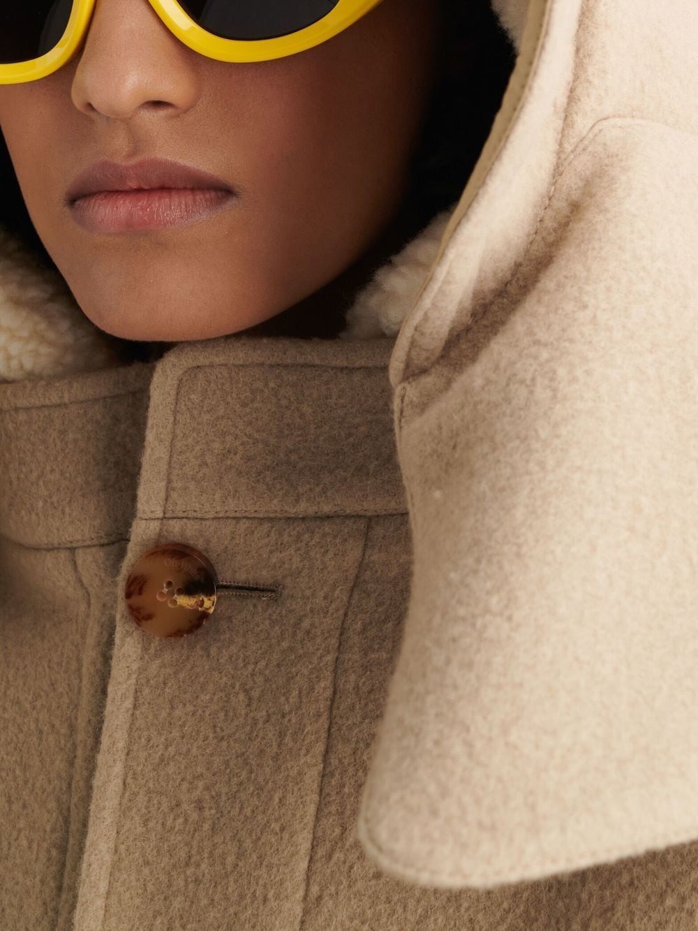 WOOL HOODED SHORT PARKA BEIGE NO COLOR