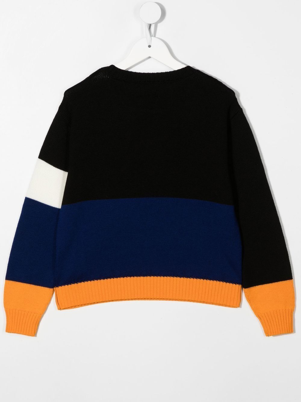 COLOR BLOCK KNIT CREWNECK BLACK WHITE