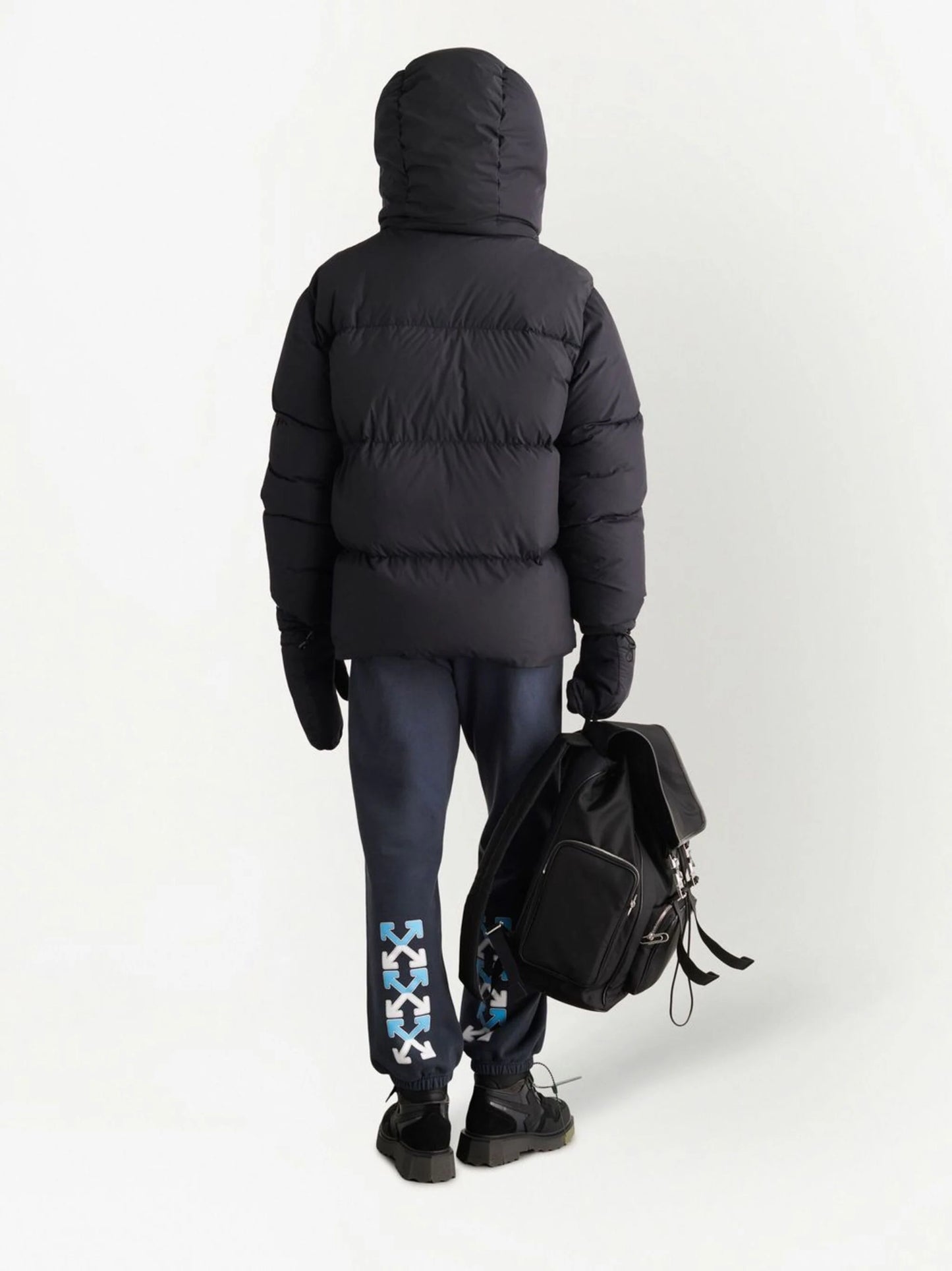 BOUNCE HOODED DOWN PUFFER BLACK WHITE