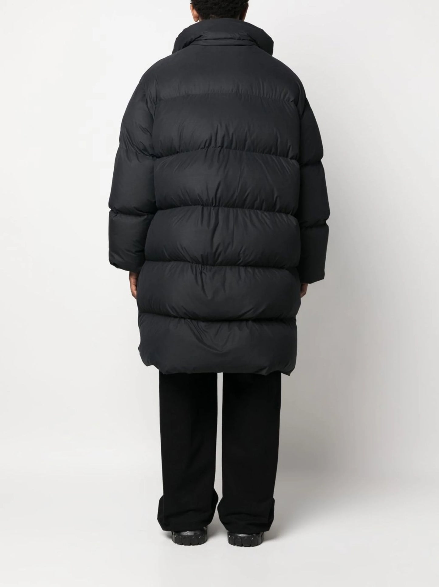 BOUNCE HOODED DOWN LONG PUFF BLACK WHITE