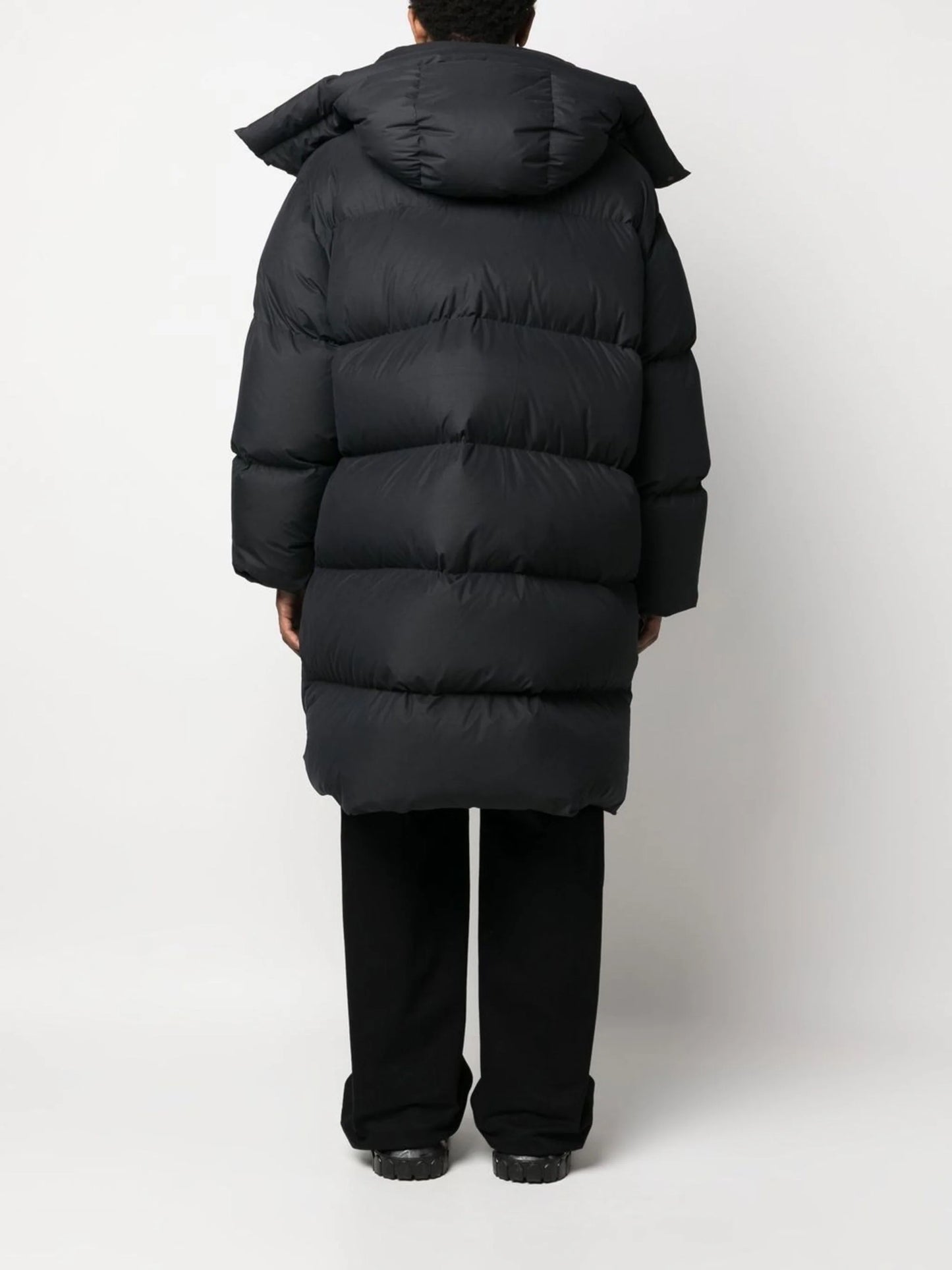 BOUNCE HOODED DOWN LONG PUFF BLACK WHITE