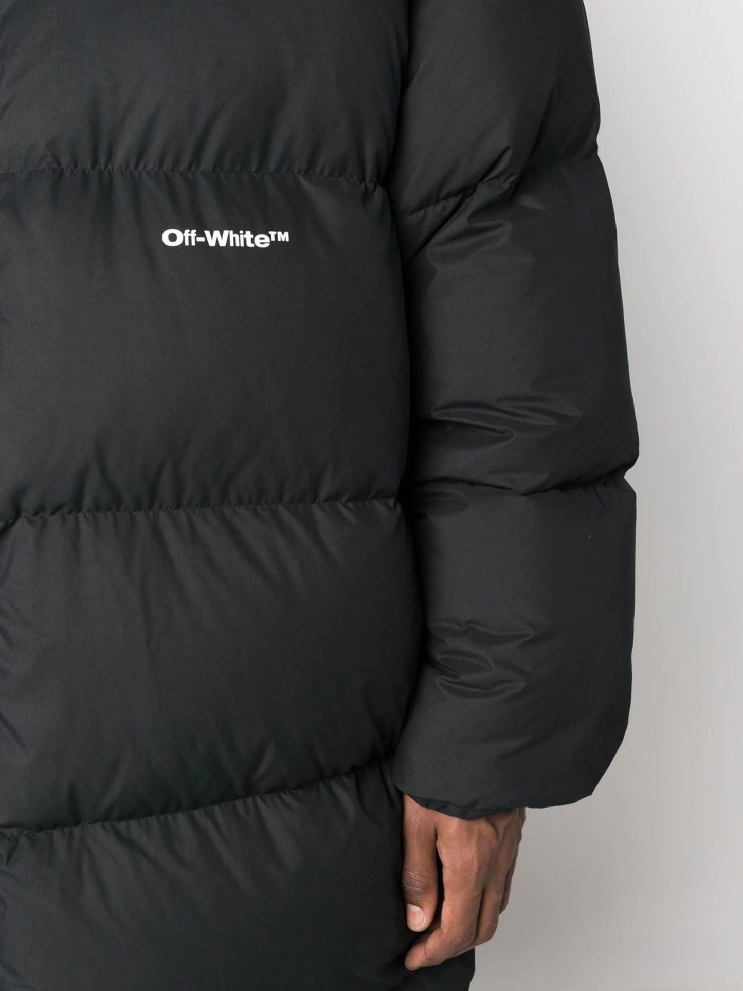 BOUNCE HOODED DOWN LONG PUFF BLACK WHITE