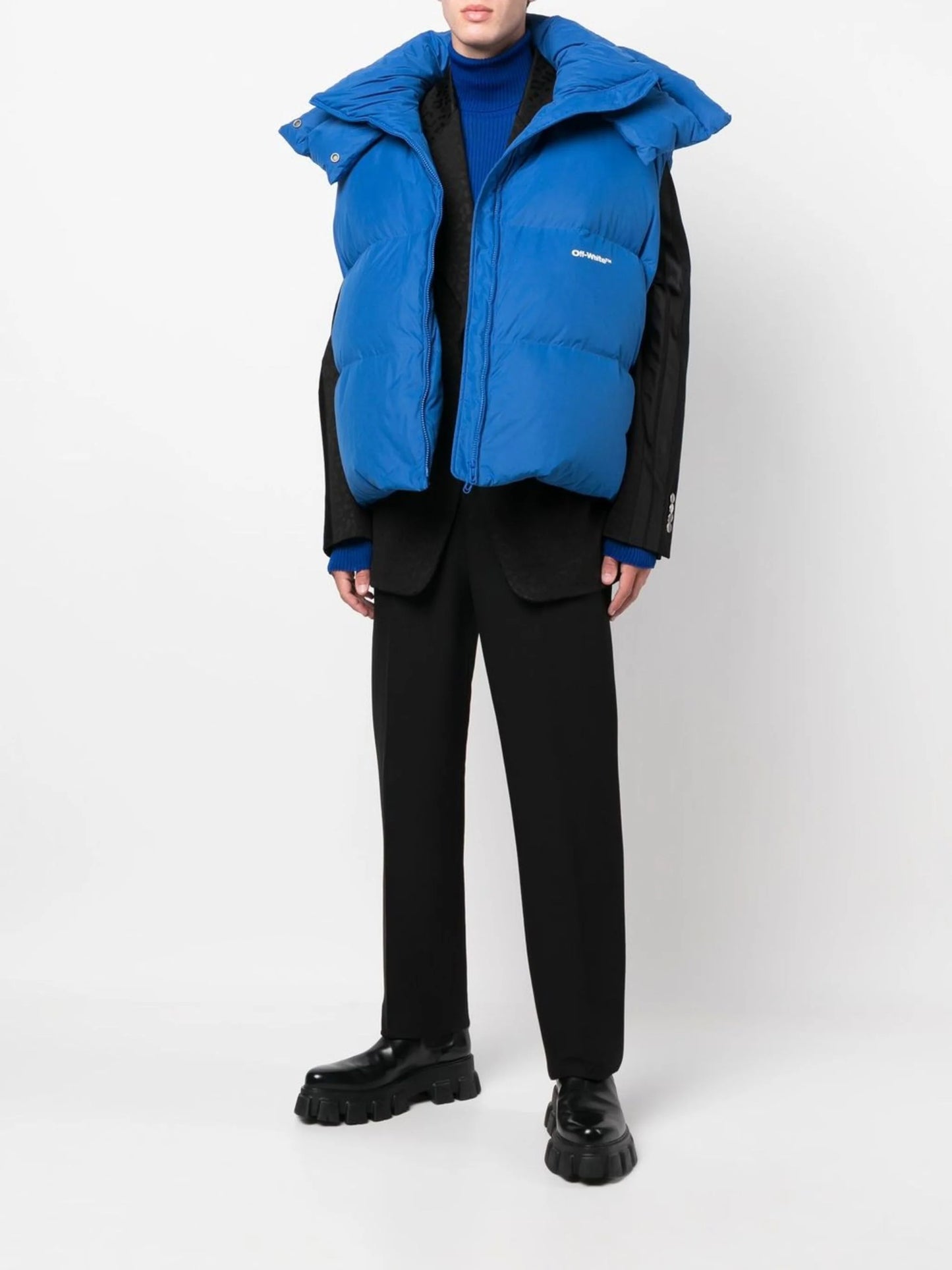 BOUNCE HOODED DOWN VEST PEACOCK WHITE