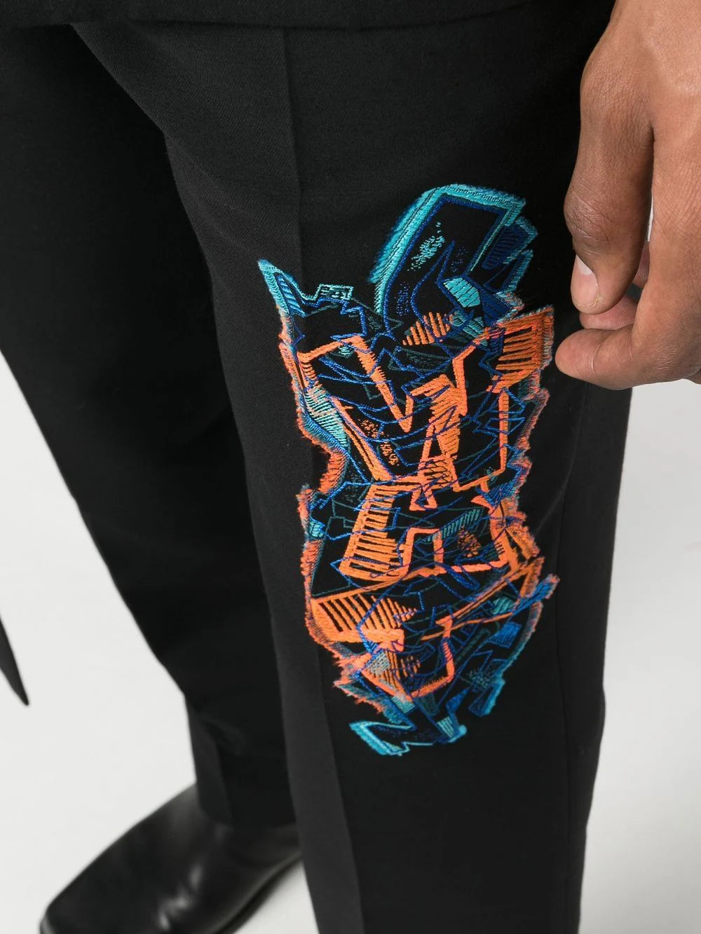 GRAF COUPE' SLIM PANT BLACK FLUO ORANGE