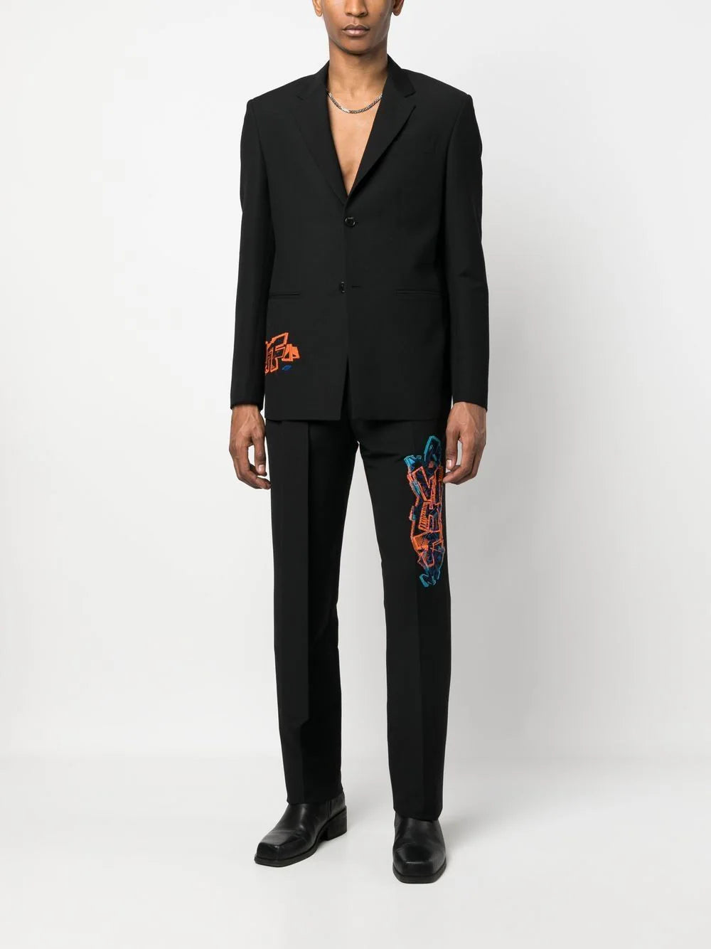 GRAF COUPE' SLIM PANT BLACK FLUO ORANGE