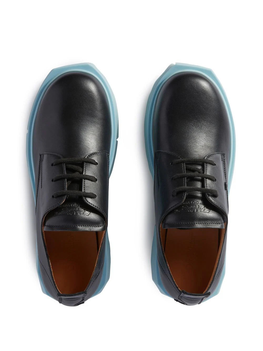 LEATHER SPONGE DERBY BLACK LIGHT BLUE